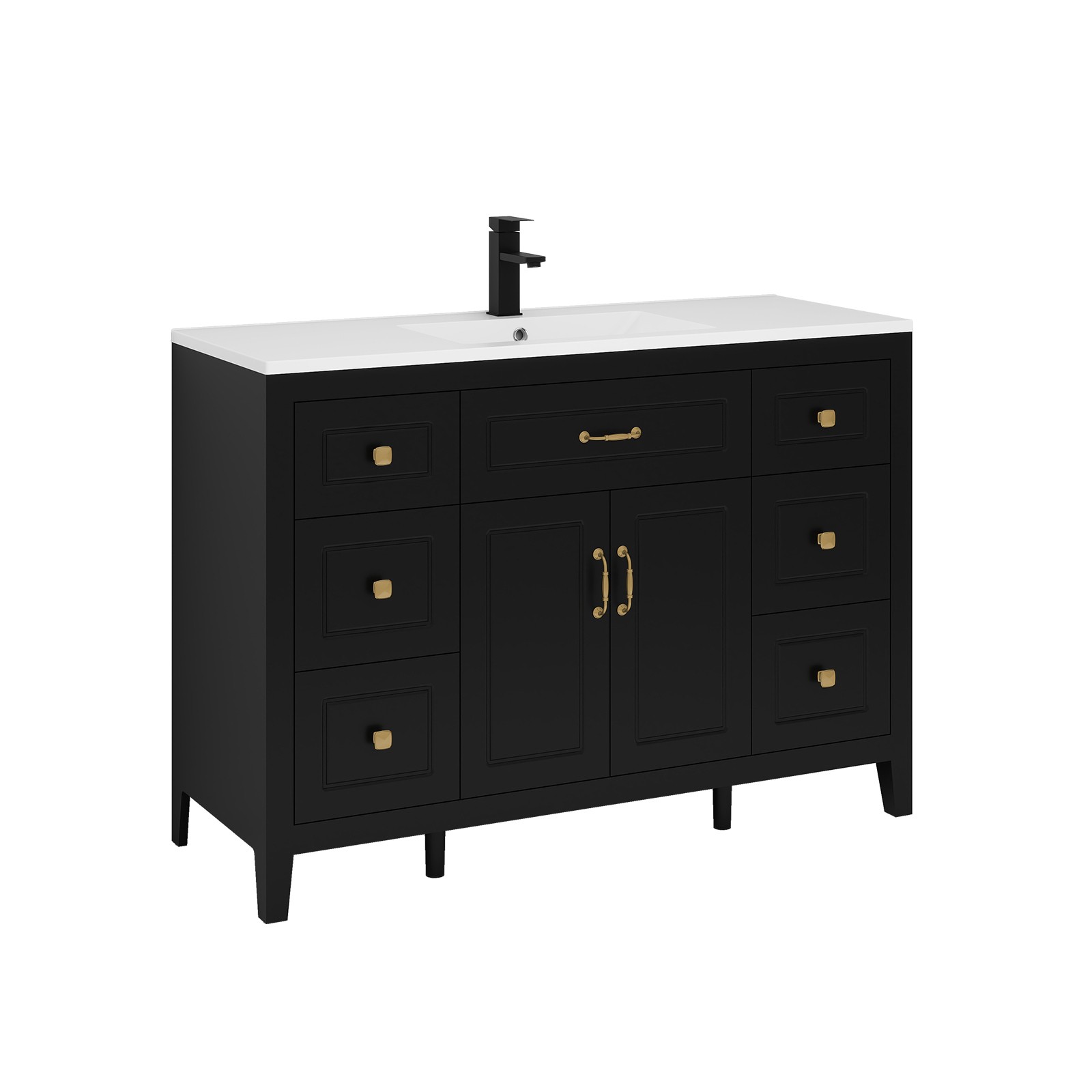 48 Inch Bathroom Vanity with Sink Soft-Close 2 Doors 6 Drawers Freestanding