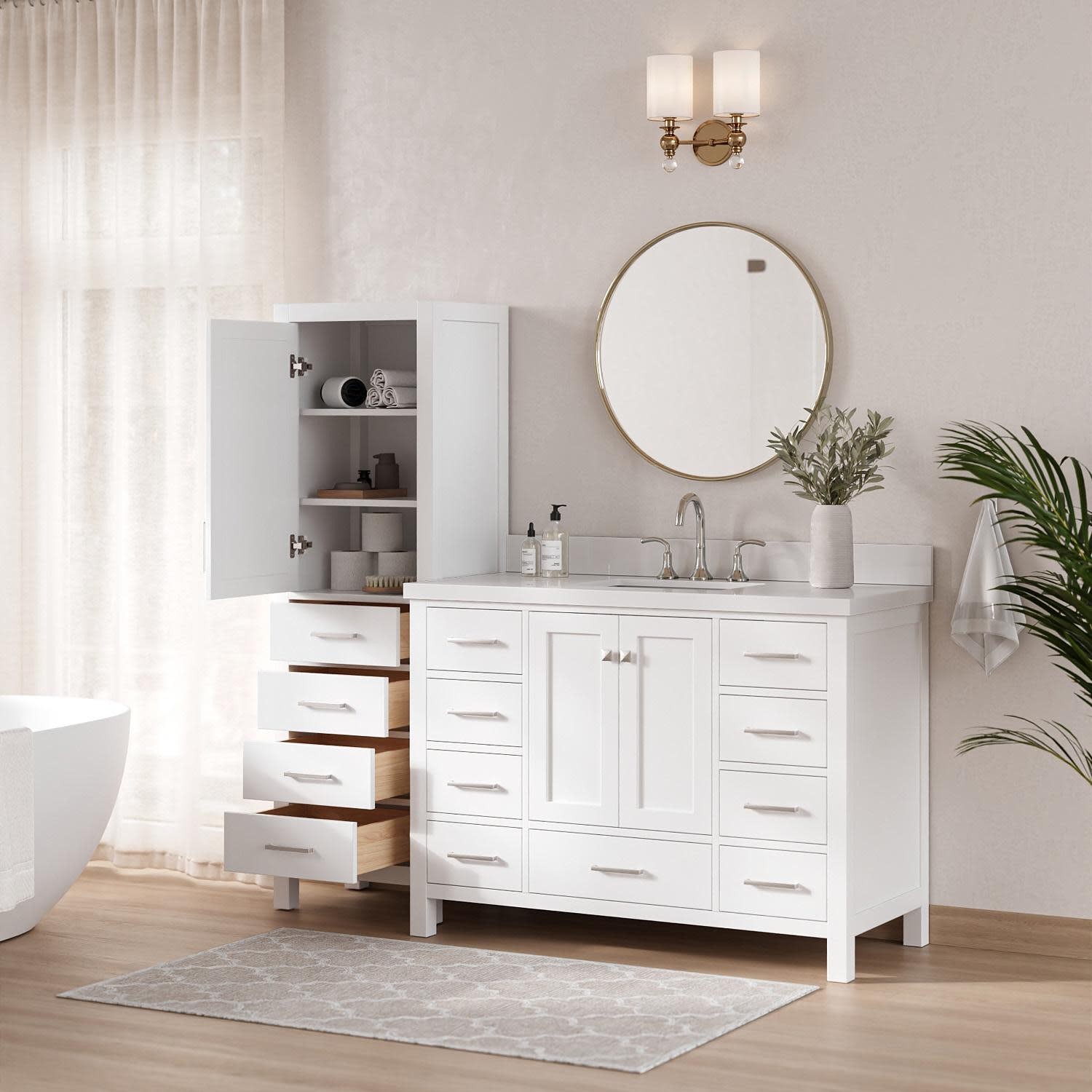 Ariel A049SWQRVO-LC Cambridge 69″ – White / Pure White Quartz Top / Brushed