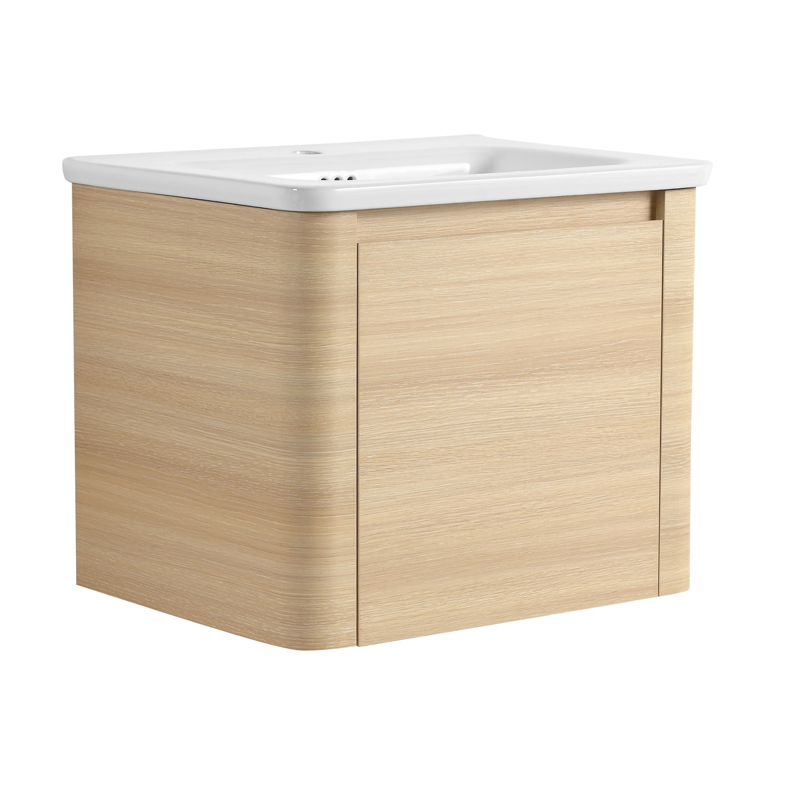 24” Plywood Wall-Mounted Bathroom Vanity Cabinet with White Ceramic Sink +Door