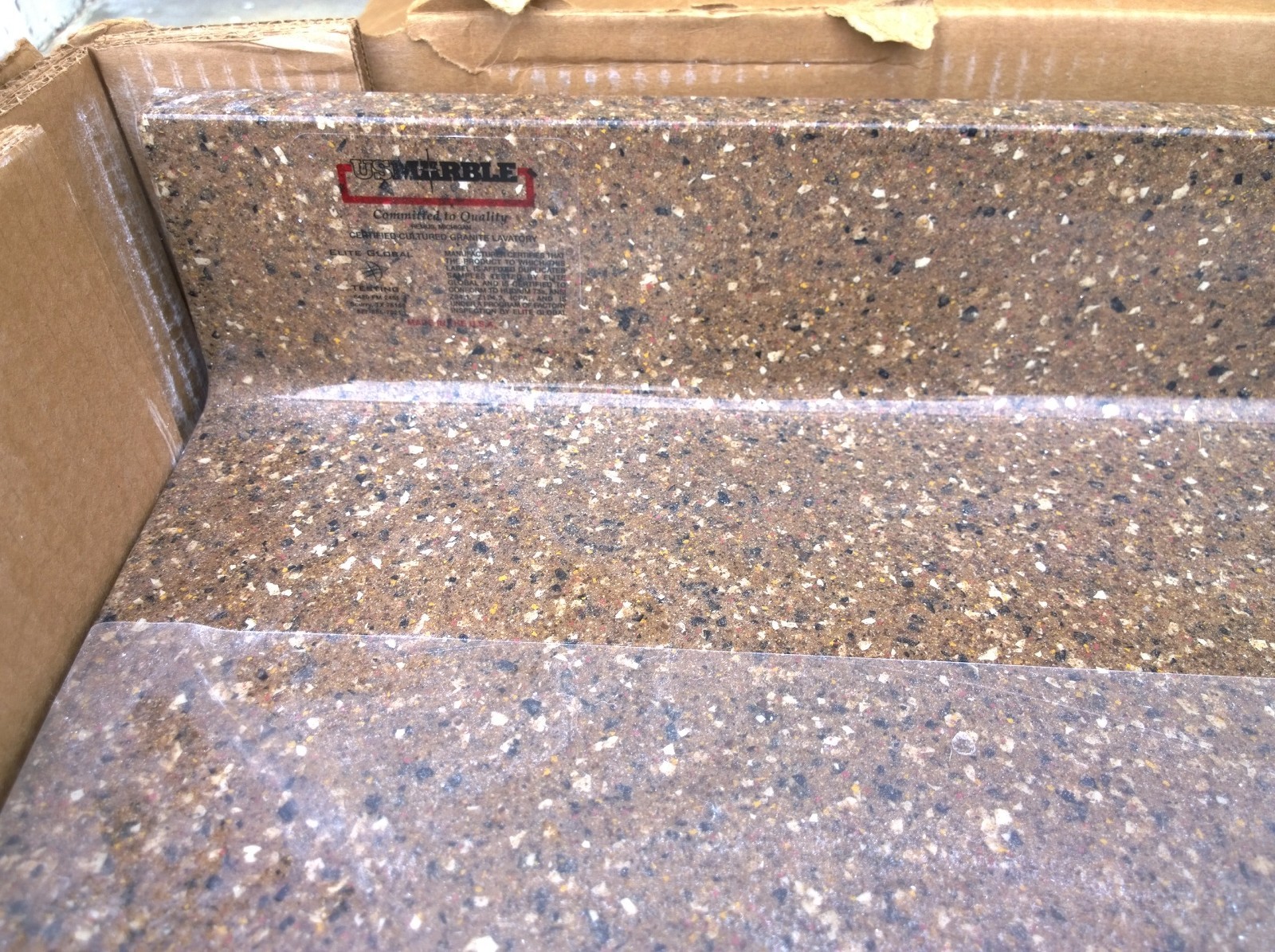 NIB Bath Premium SYNTHETIC GRANITE Vanity Cabinet Top SINK 43″W x 20.5″ D