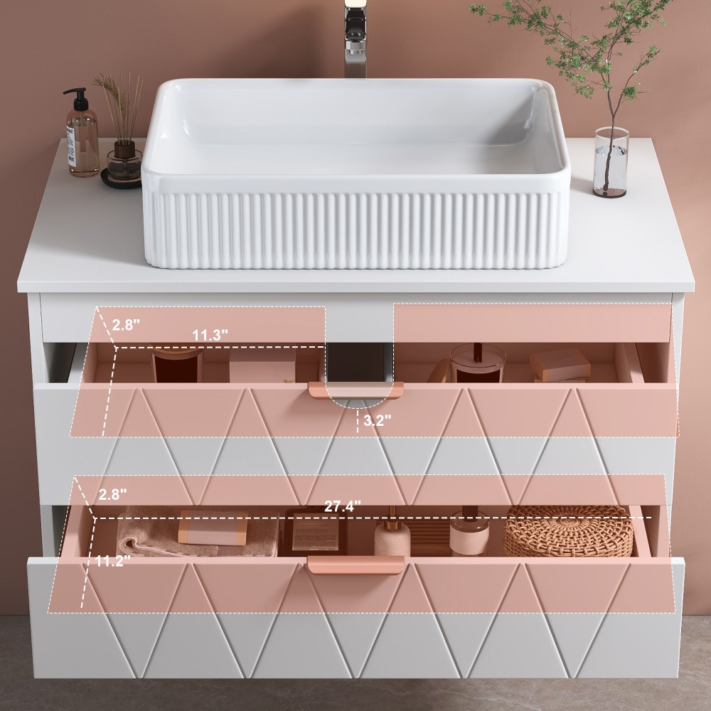 31.5 Inches Floating Single Small Bathroom Vanity with Sink