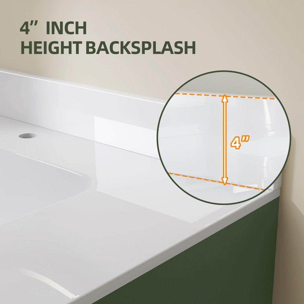 NTQ 42 in. Solid Surface Vanity Backsplash Glossy White