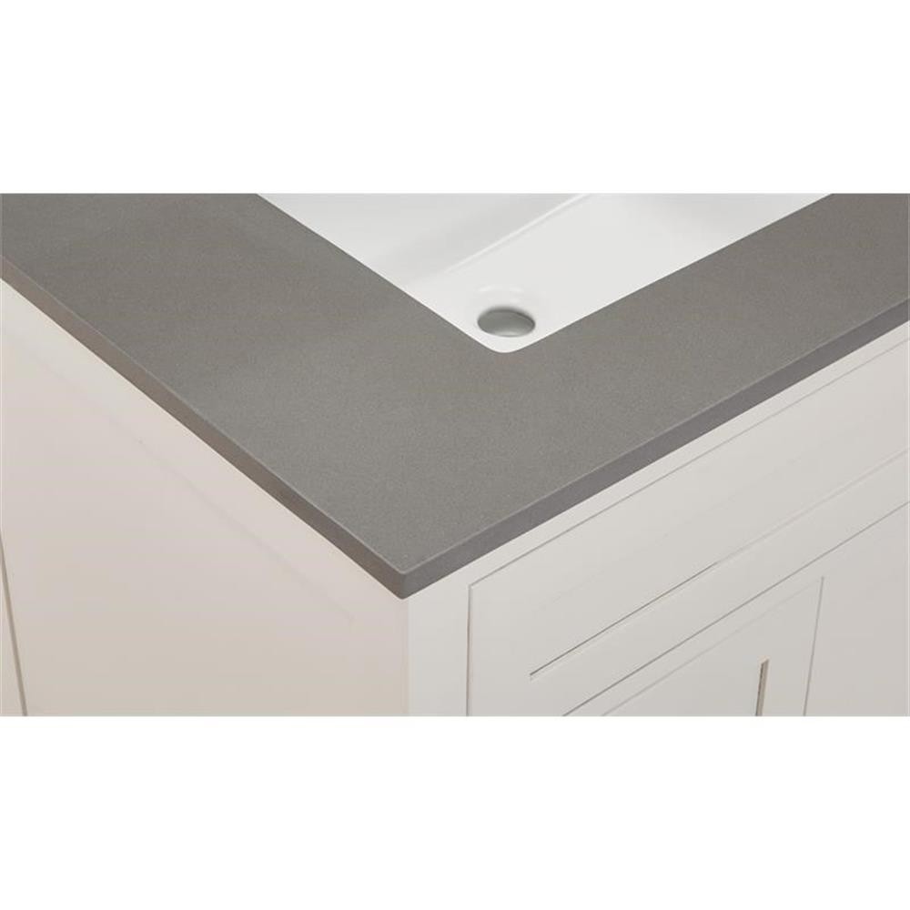 31 in. Composite Stone Vanity Top in Concrete Gray with White Basin