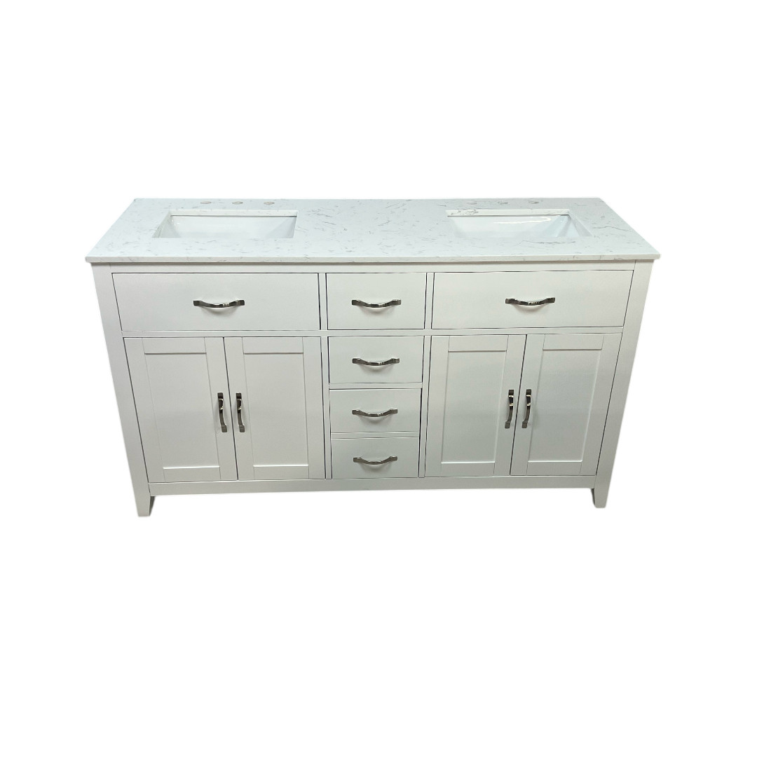 Lark Manor Vannes Bathroom Vanity with Solid Hardwood Frame Quartz Countertop