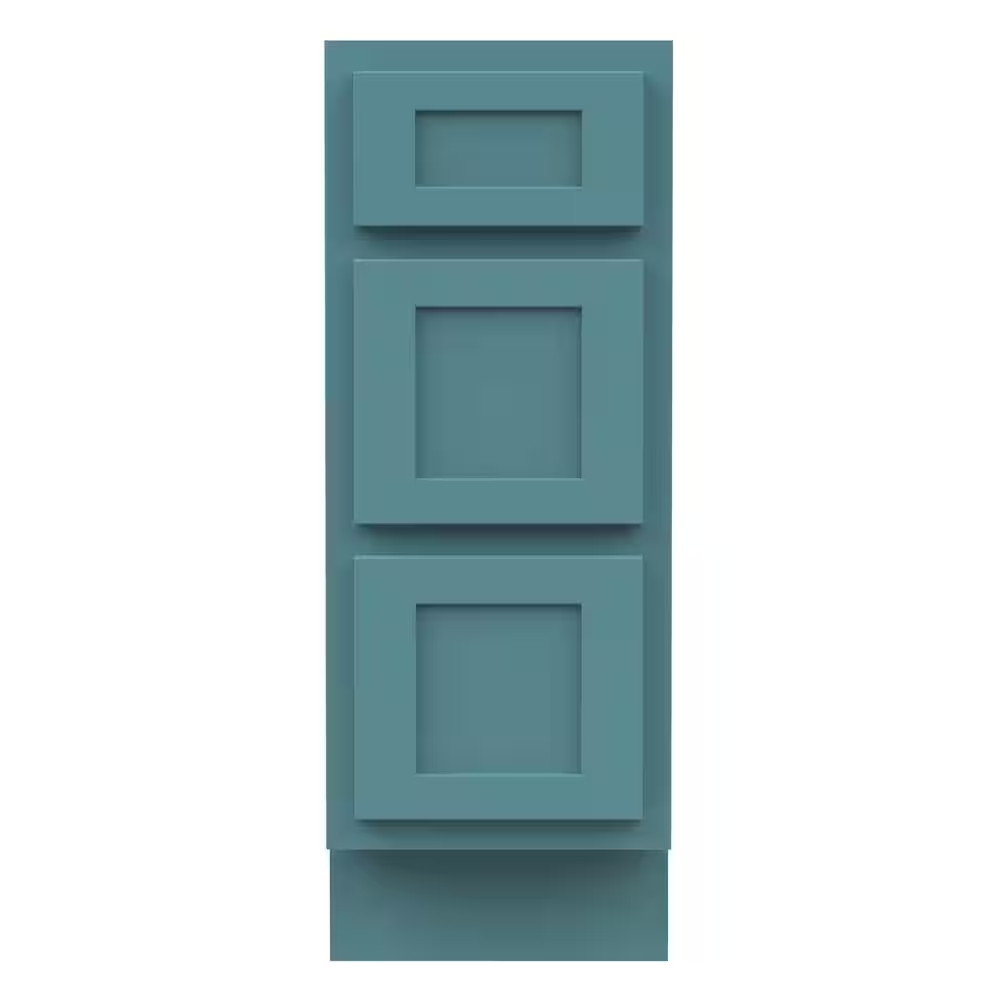 12 In. W X 21 In. D X 32.5 In. H 3-Drawer Bath Vanity Cabinet Only in Sea Green
