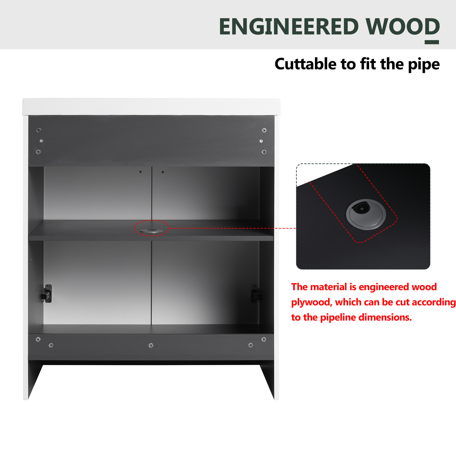 30″ Modern Freestanding Bathroom Vanity Cabinet With Undermount Resin Sink Basin