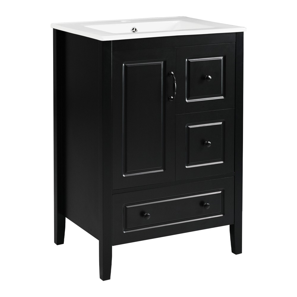 24 inch Bathroom Vanity with Sink, One Cabinet with Soft-closing Door