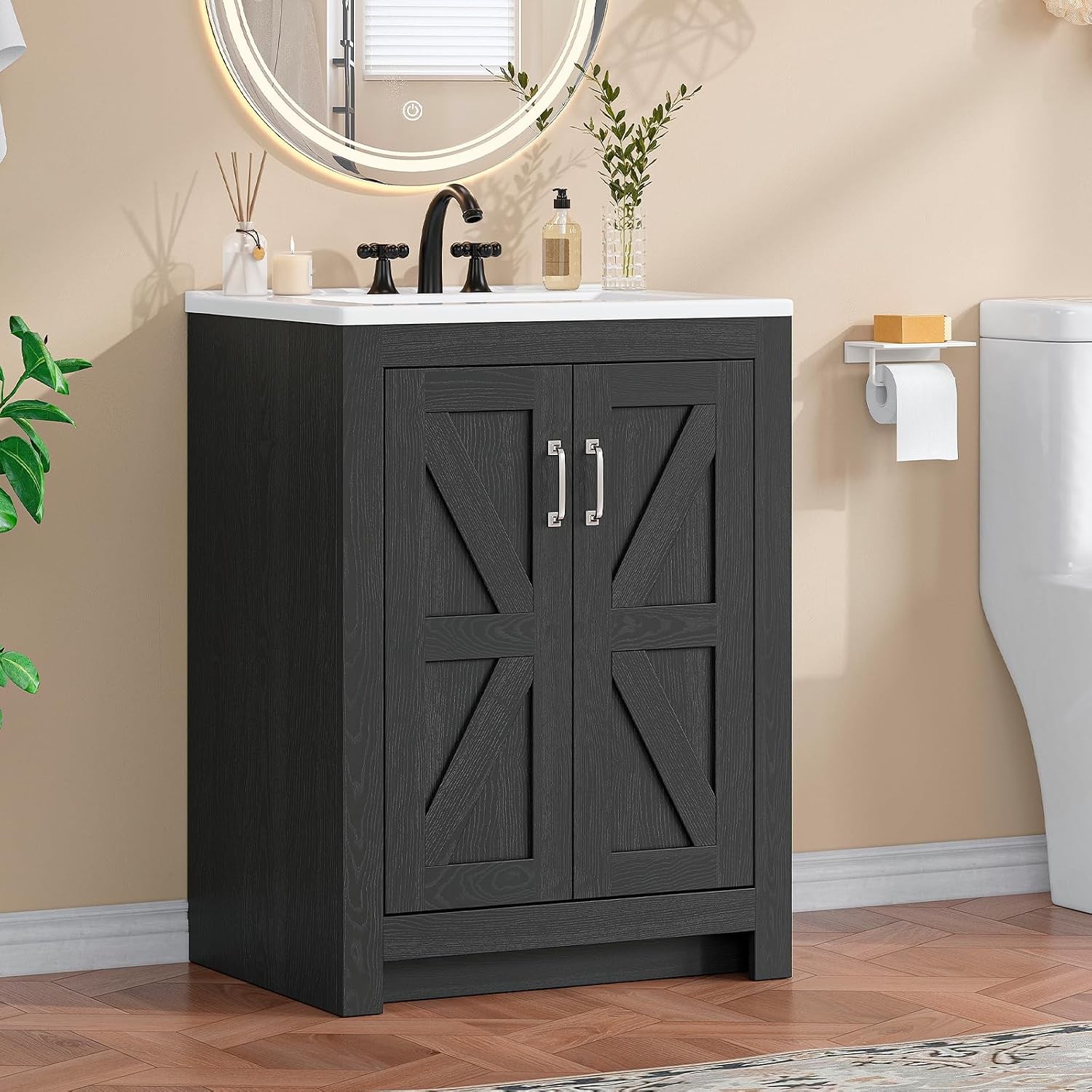 Farmhouse Bathroom Vanity W/ Sink Freestanding Bathroom Vanities W/ Ceramic