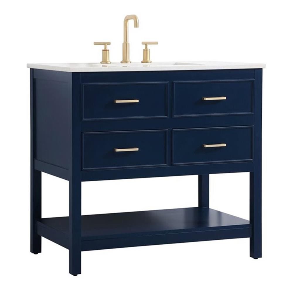 Elegant Decor Sinclaire 36″ Aluminum Alloy & MDF Single Bathroom Vanity in Blue