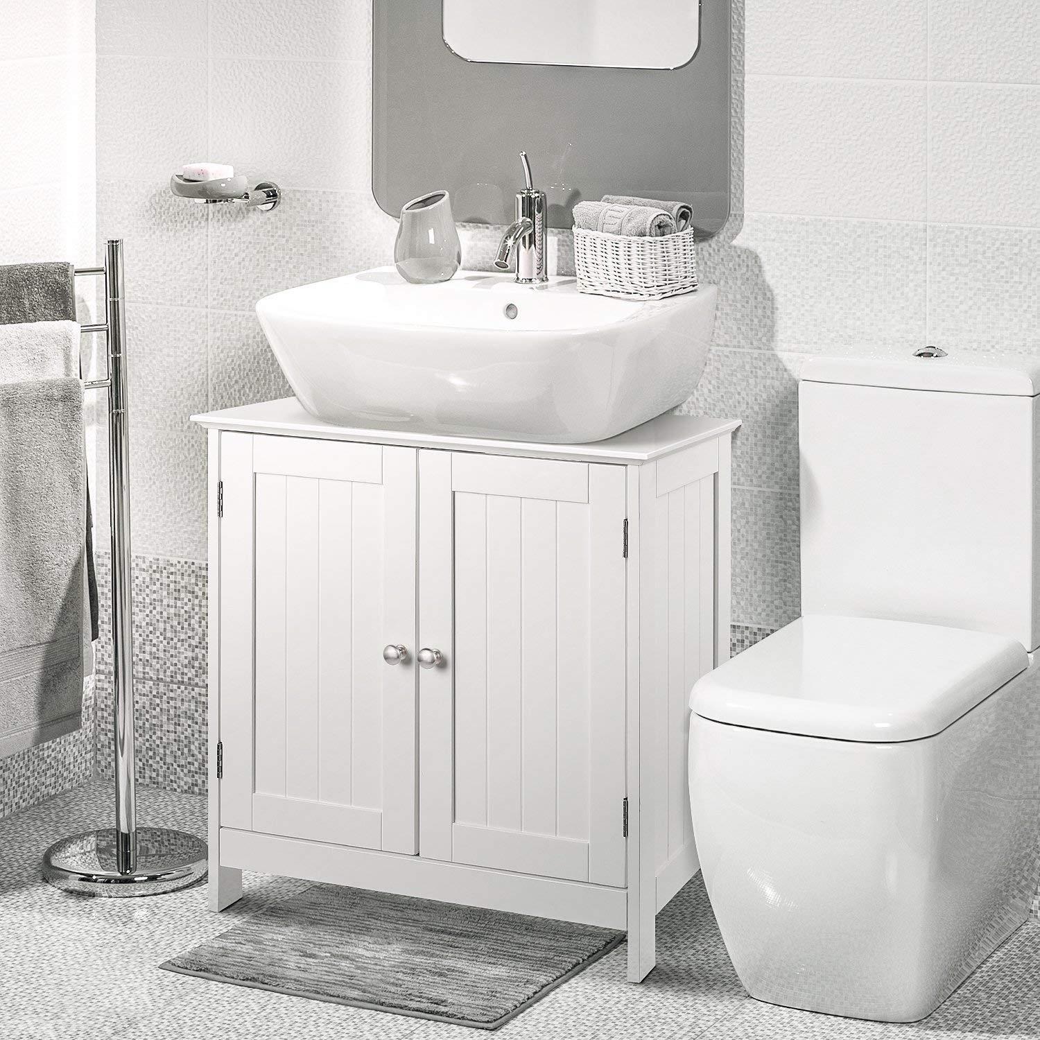 Non Pedestal Under Sink Bathroom Storage Vanity Cabinet Space Saver Organizer