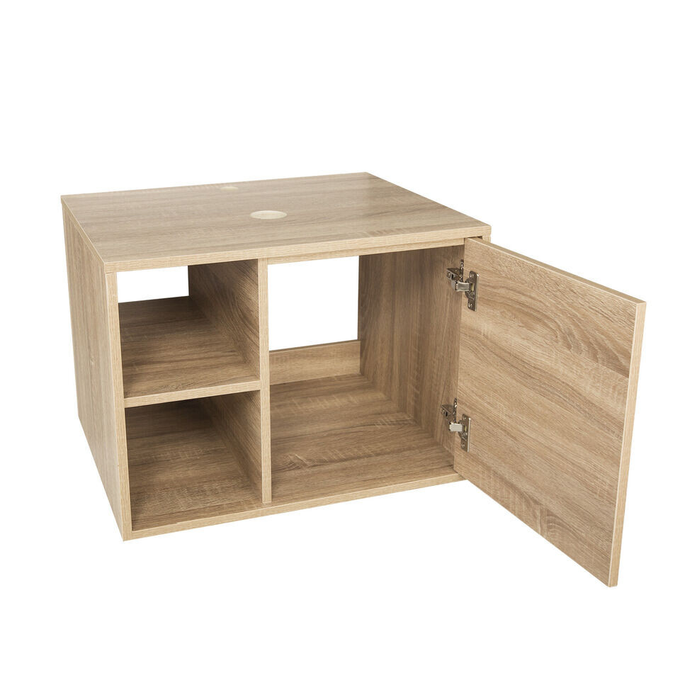 ELECWISH Bathroom Vanity 24″ Floating Cabinet w/ Round Mirror Wall-Mounted Shelf