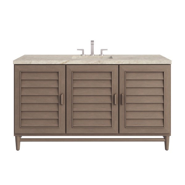 60″ James Martin Portland 620-V60S-WW-3TJR Vanity Cabinet Tajnar Eclos Top