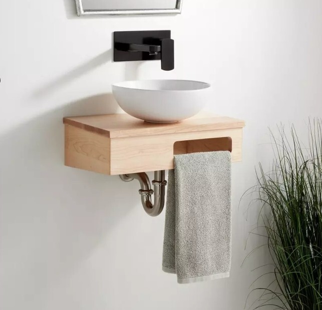 Signature Hardware Nadiya 18″ Wall-Mount Vanity Set, Unfinished Maple CRACKED