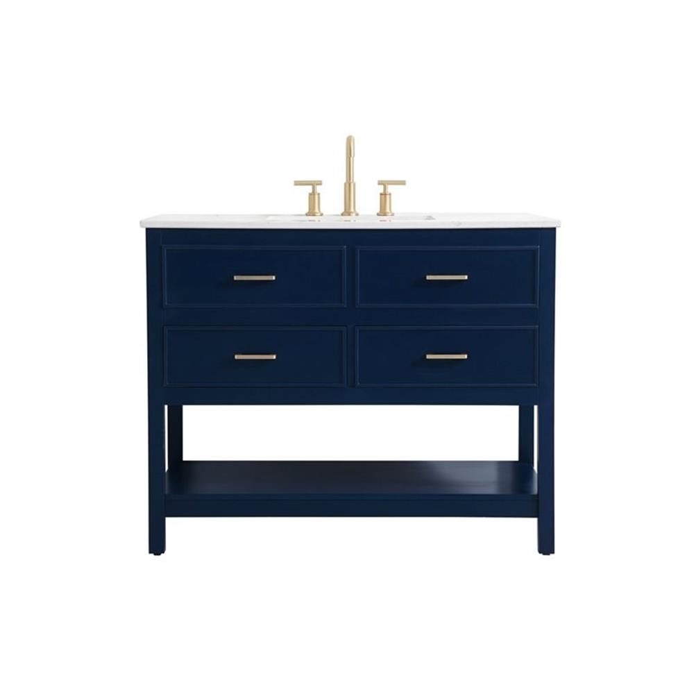 Elegant Decor Sinclaire 42″ Aluminum Alloy & MDF Single Bathroom Vanity in Blue
