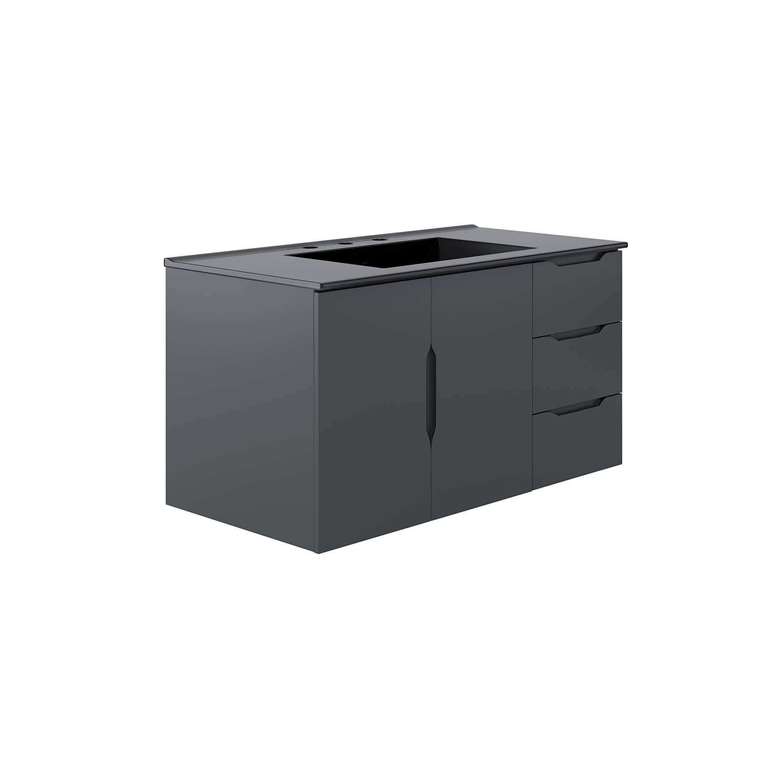 Modway Vitality 36″ Wall-Mount Bathroom Vanity in Gray Black