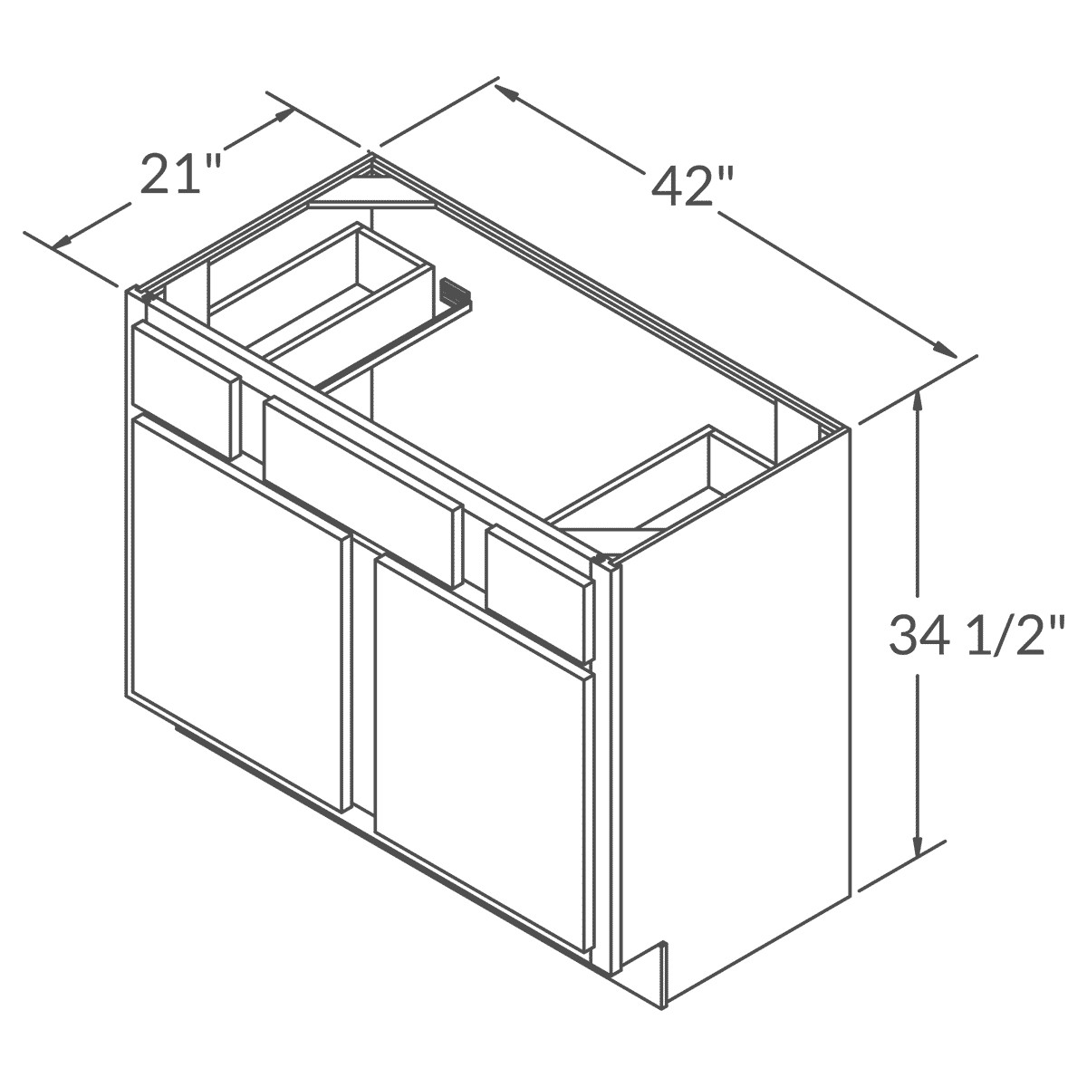 42″ Vanity Sink Base Cabinet with Drawers Alpina White by LessCare