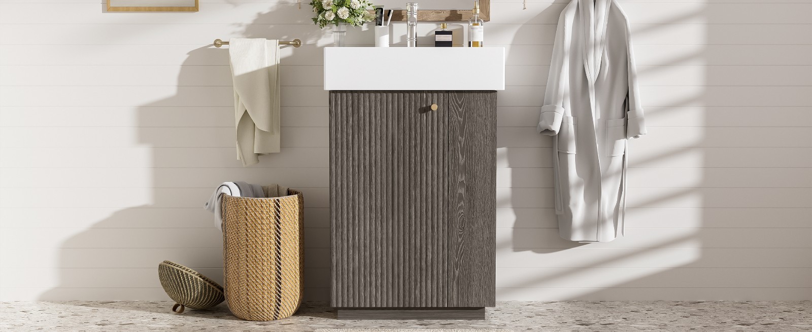 21.6″ bathroom vanity w/ceramic sink,freestanding left door storage cabinet