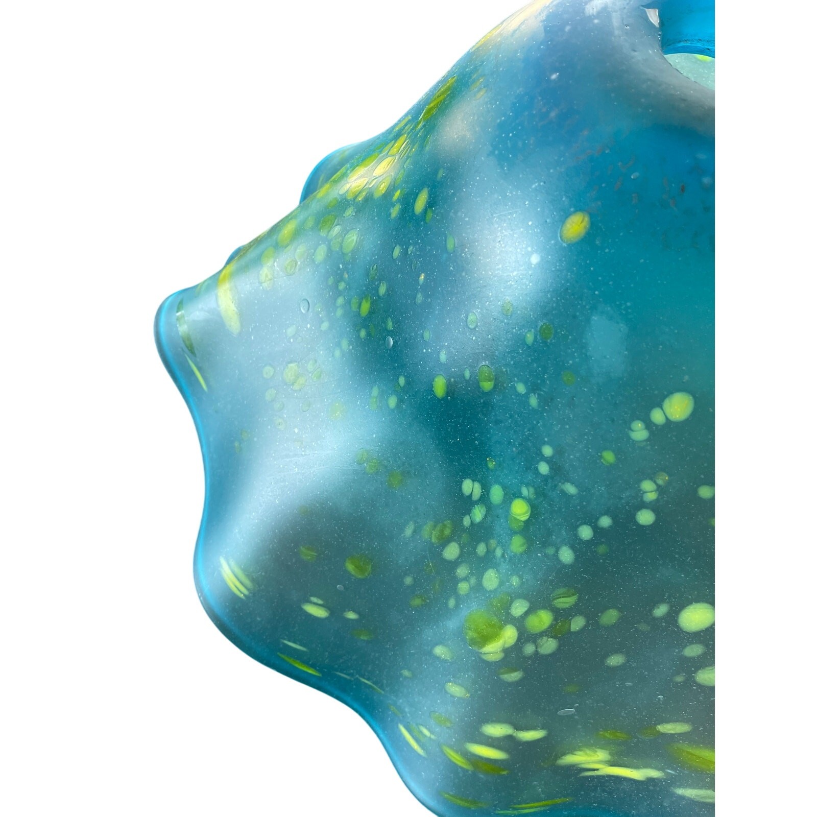 Sink Art Glass Vessel Turquoise Lime Green Swirl Hand Blown Bathroom Basin 22″
