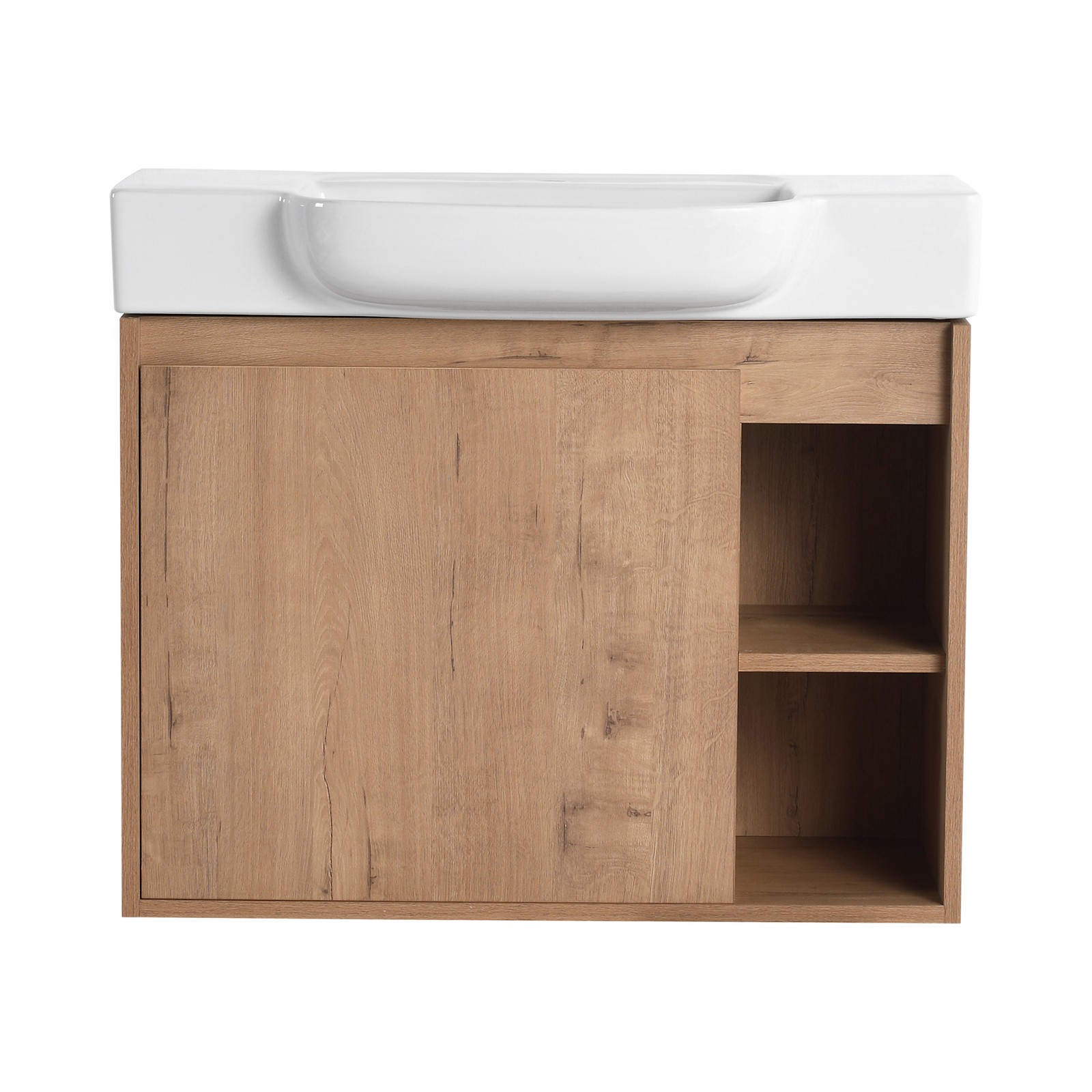 28 Inch Wall Mount Bathroom Vanity White Ceramic Sink Soft Close Door