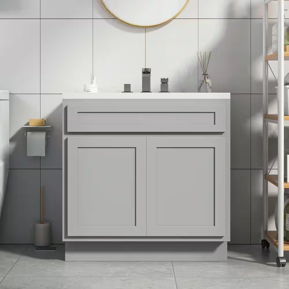 30 In. W X 21 In. D X 32.5 In. H 2-Doors Bath Vanity Cabinet Only in Gray (Unass