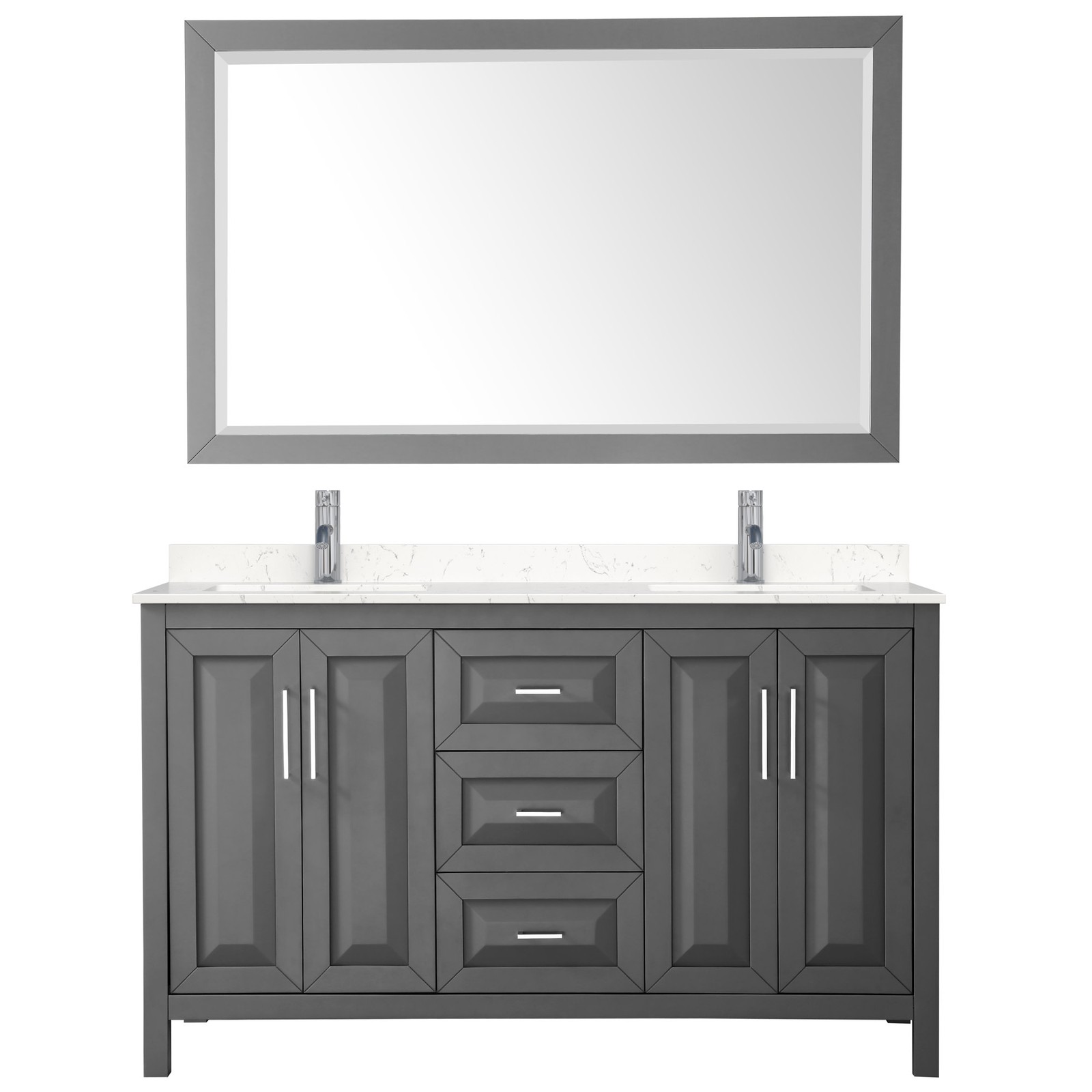 Wyndham Collection WCV252560D-VCA-M58 Daria 60″ – Dark Gray / White Cultured