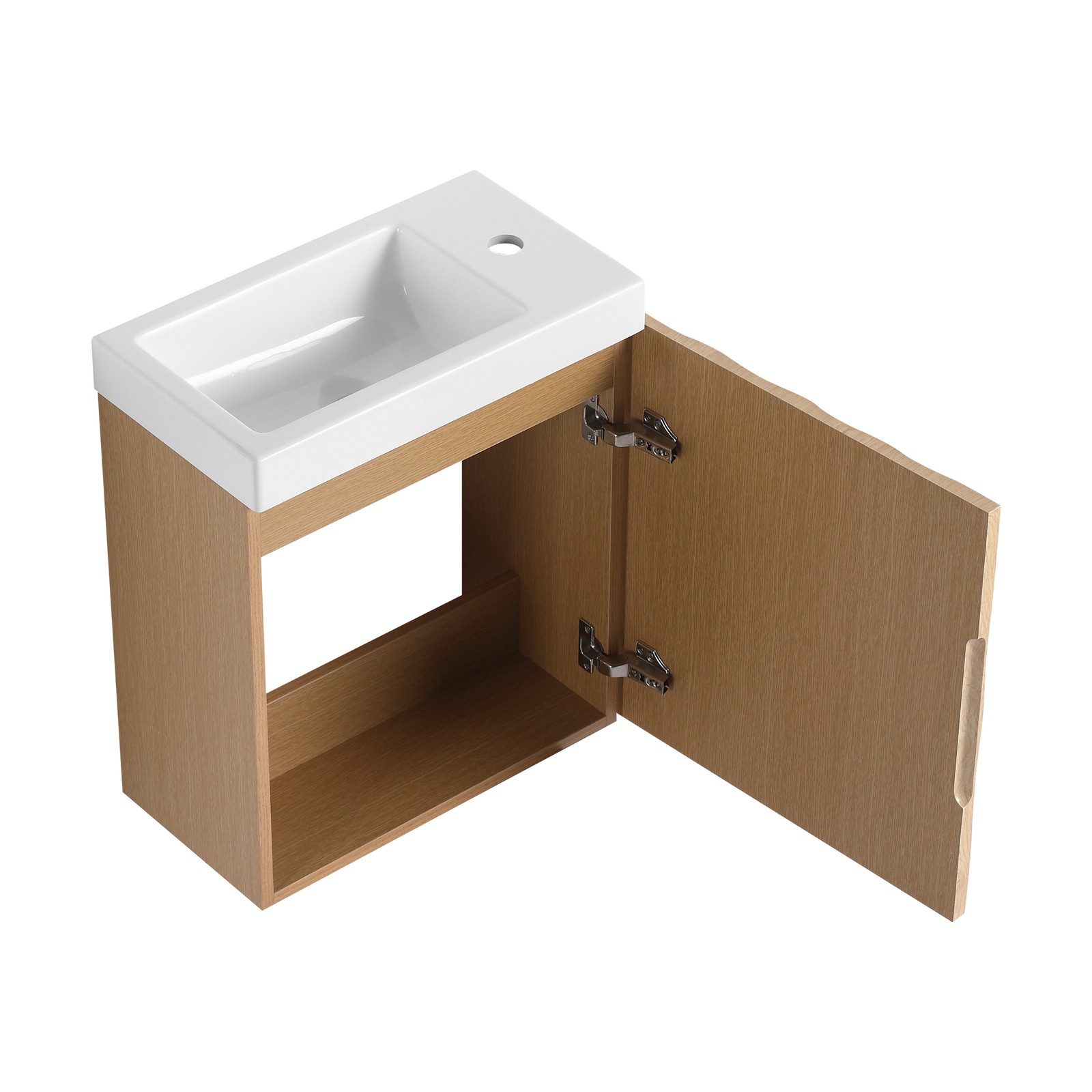Wall-Mounted Bathroom Vanity w/Resin Sink, Storage Cabinet w/Soft Closed Door