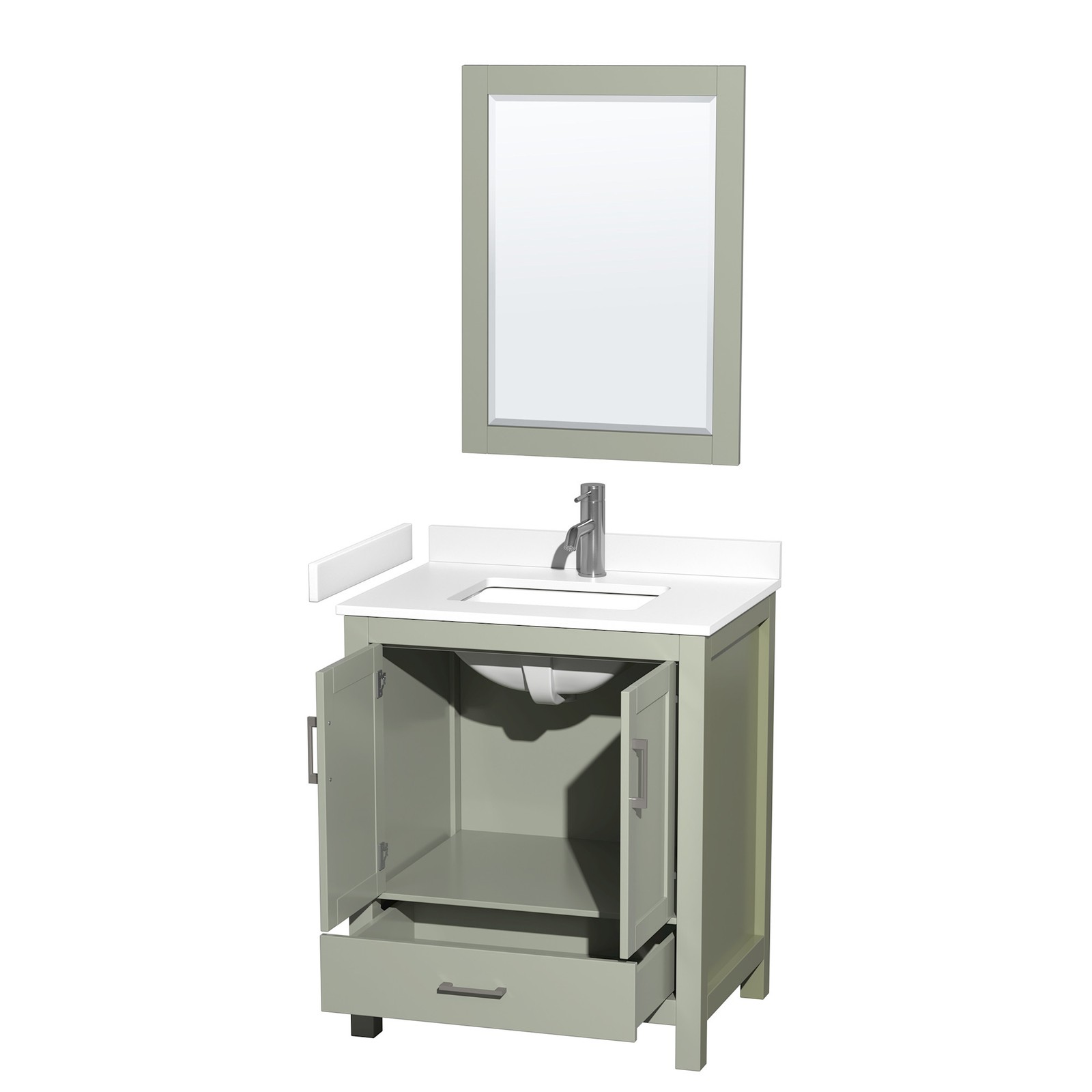 Wyndham Collection WCS141430S-VCA-M24 Sheffield 30″ – White / Carrara Cultured