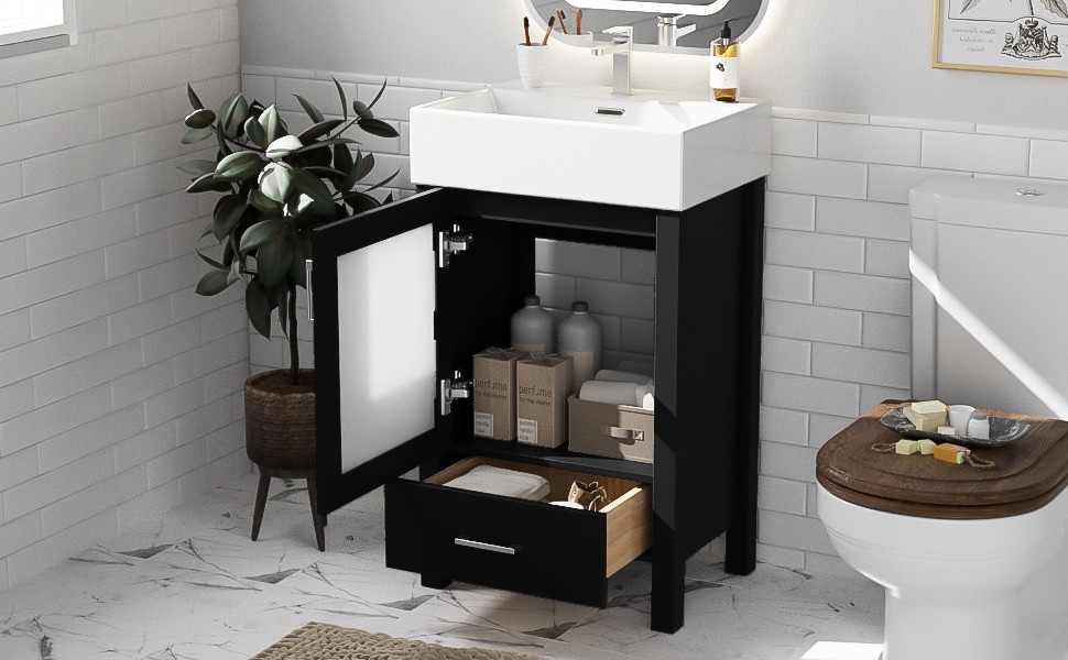 20-Inch Bathroom Vanity with Ceramic Sink and Storage Cabinet