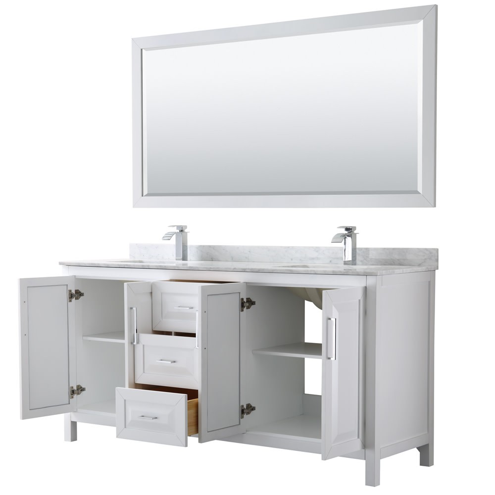 Wyndham Collection WCV252572DUNSM70 Daria 72″ – Dark Gray / White Carrara Marble