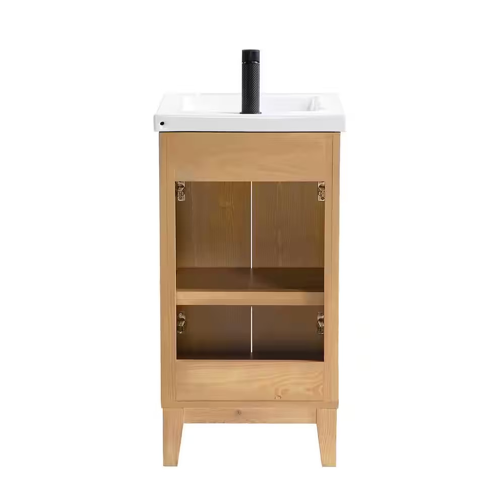 Palos 18.1 In.W X 18.1 In.D X 34.8 In.H Single Sink Bath Vanity in Fir Brown wit