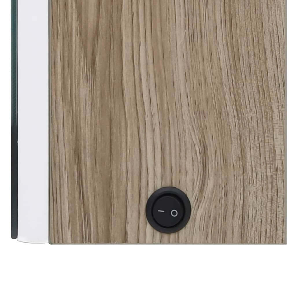 LED Bathroom Mirror Cabinet White and Oak 24.4″x5.5″x23.6″