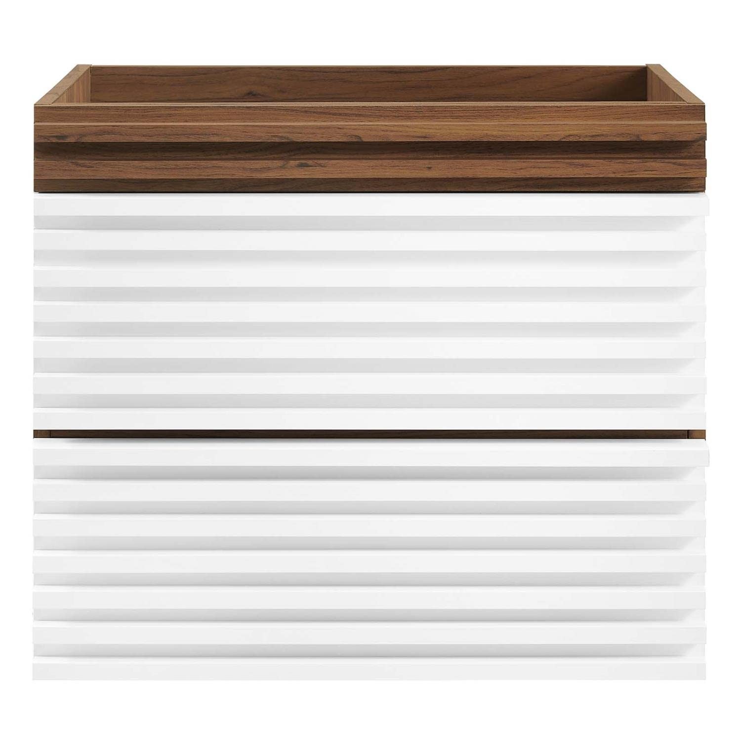 Modway Render 23.5″ MDF Wood Wall-Mount Bathroom Vanity Cabinet in White/Walnut