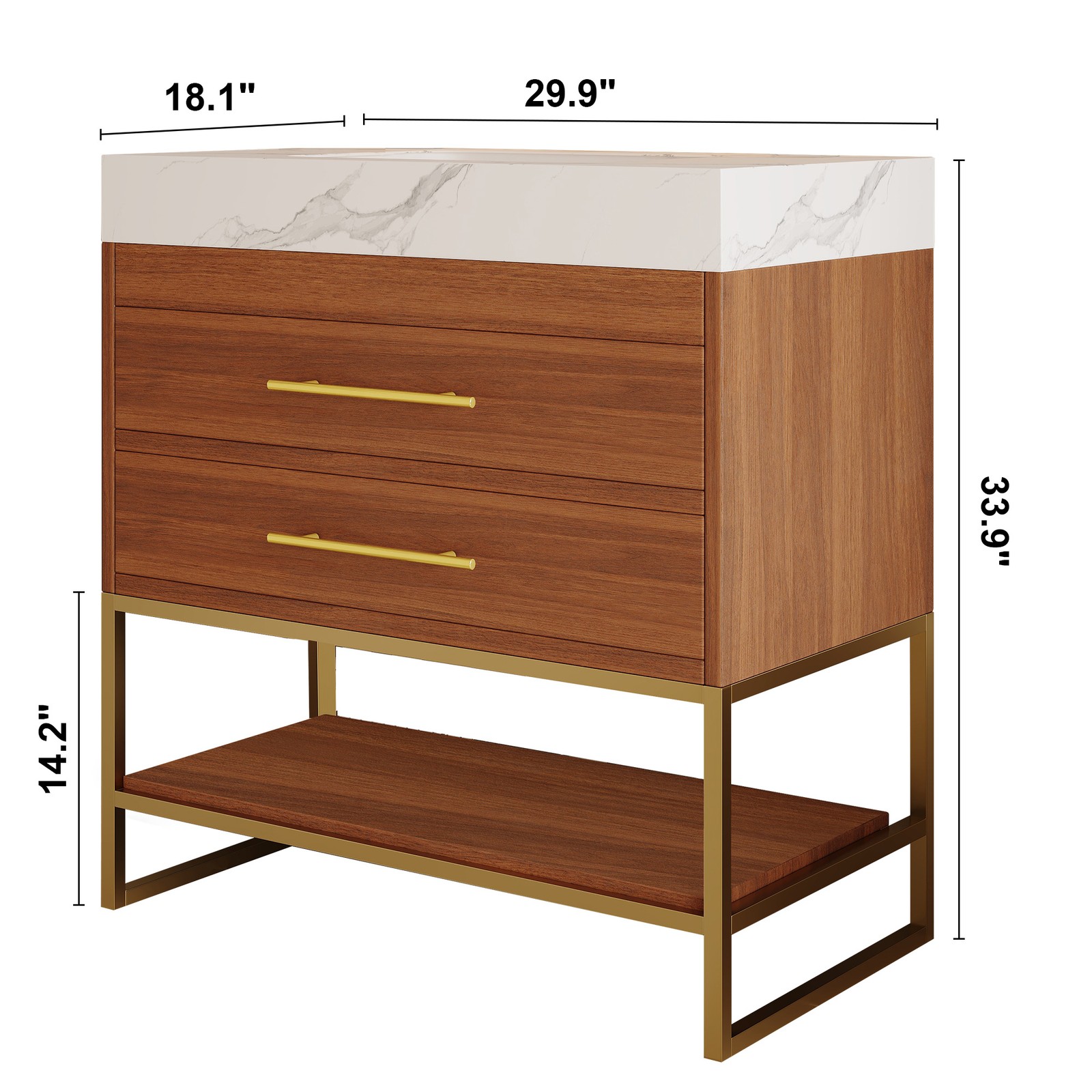 29.9″ Modern Bathroom Vanity with Sintered Stone Top & Ceramic Sink