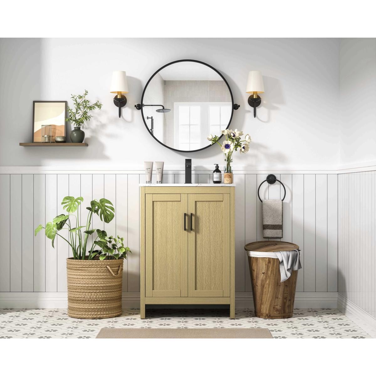 Elegant Lighting VF25124MHB Finnley Vanity Honey Brown