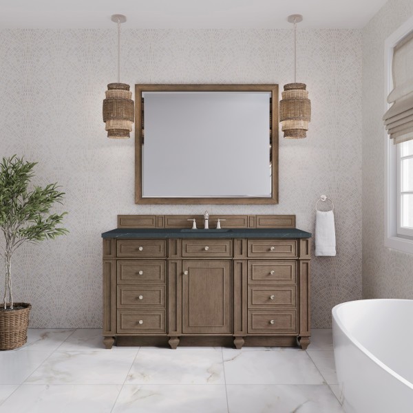 60″ James Martin Bristol 157-V60S-WW-3CSP Vanity Cabinet Charcoal Soapstone Top
