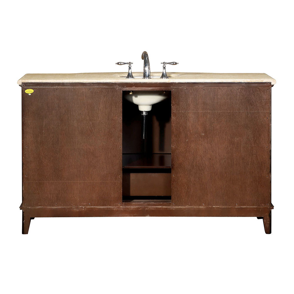 60-inch Travertine Stone Counter Top Bathroom Single Sink Vanity Cabinet 0237TR
