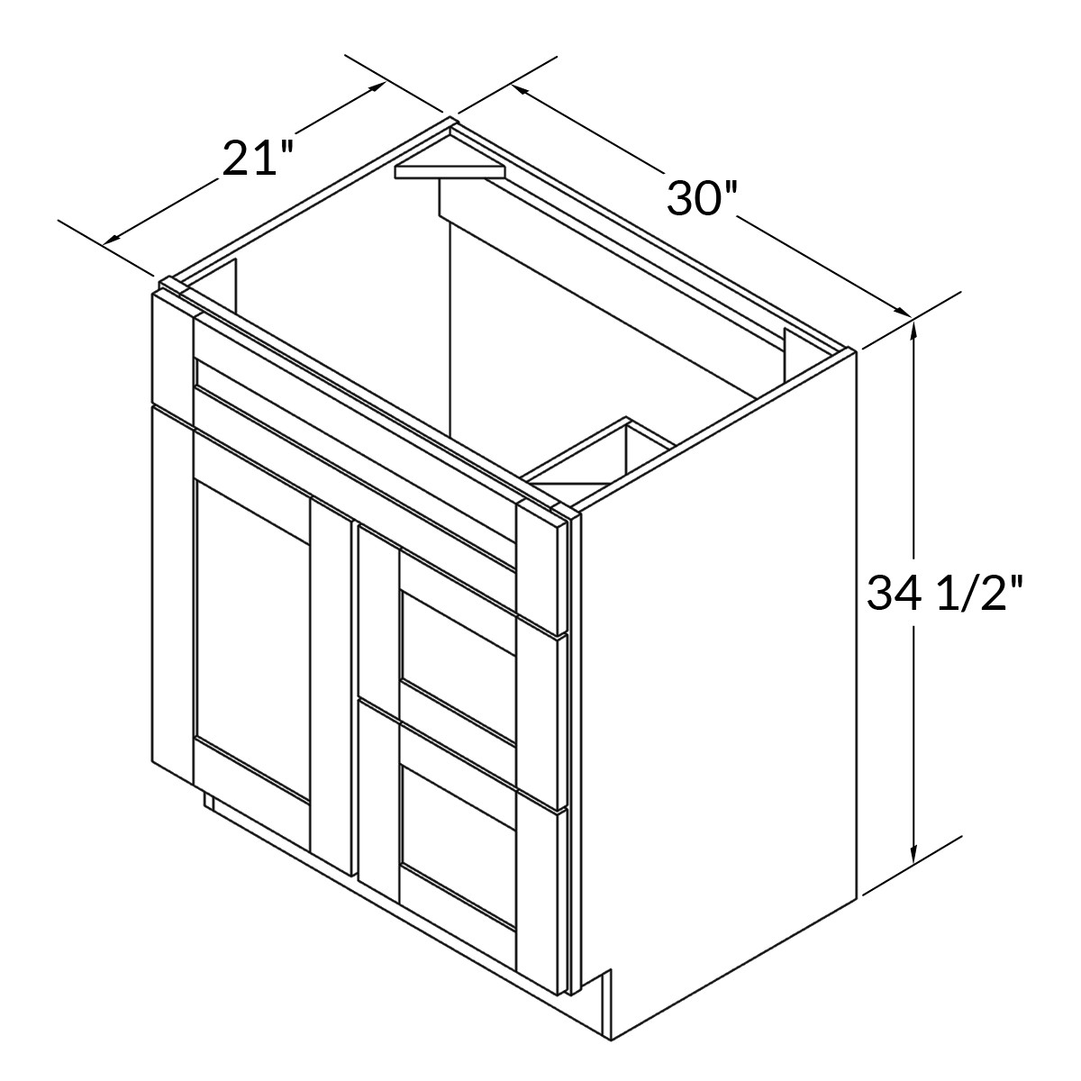 30″ Vanity Sink Base Cabinet with Right Drawers Shaker Toffee