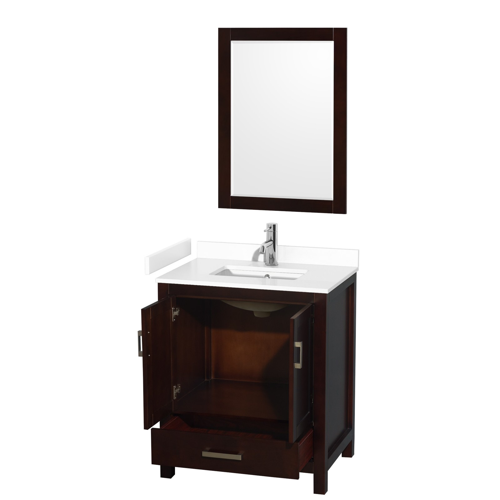 Wyndham Collection WCS141430S-VCA-M24 Sheffield 30″ – White / Carrara Cultured