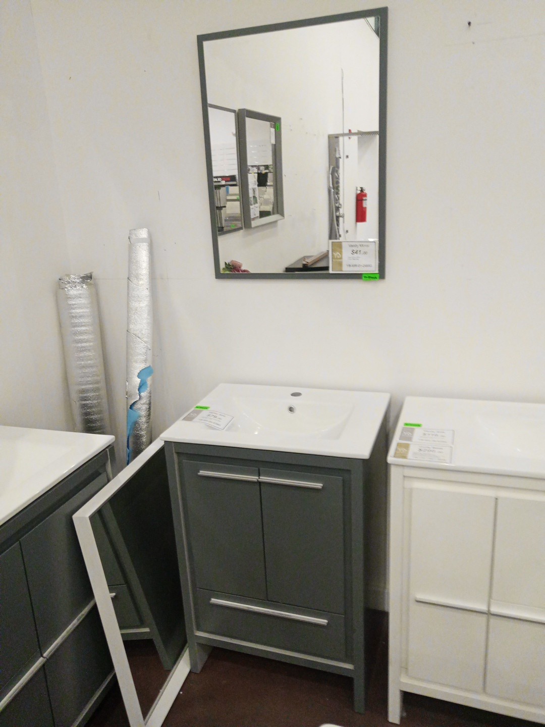 16″ 24″ 30″ 36″ 48′ 55″ 60″ Vanity Base Sink Mirror White Black Gray Blue
