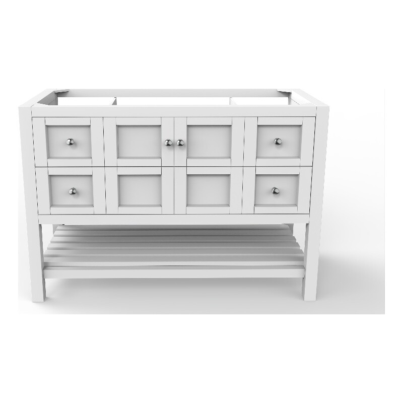 Modern 48″ Alicia White Wood Vanity Base with Chrome Handles