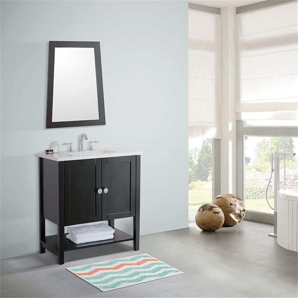 31″ 2-Door Transitional Single Sink Solid Wood Vanity in Espresso