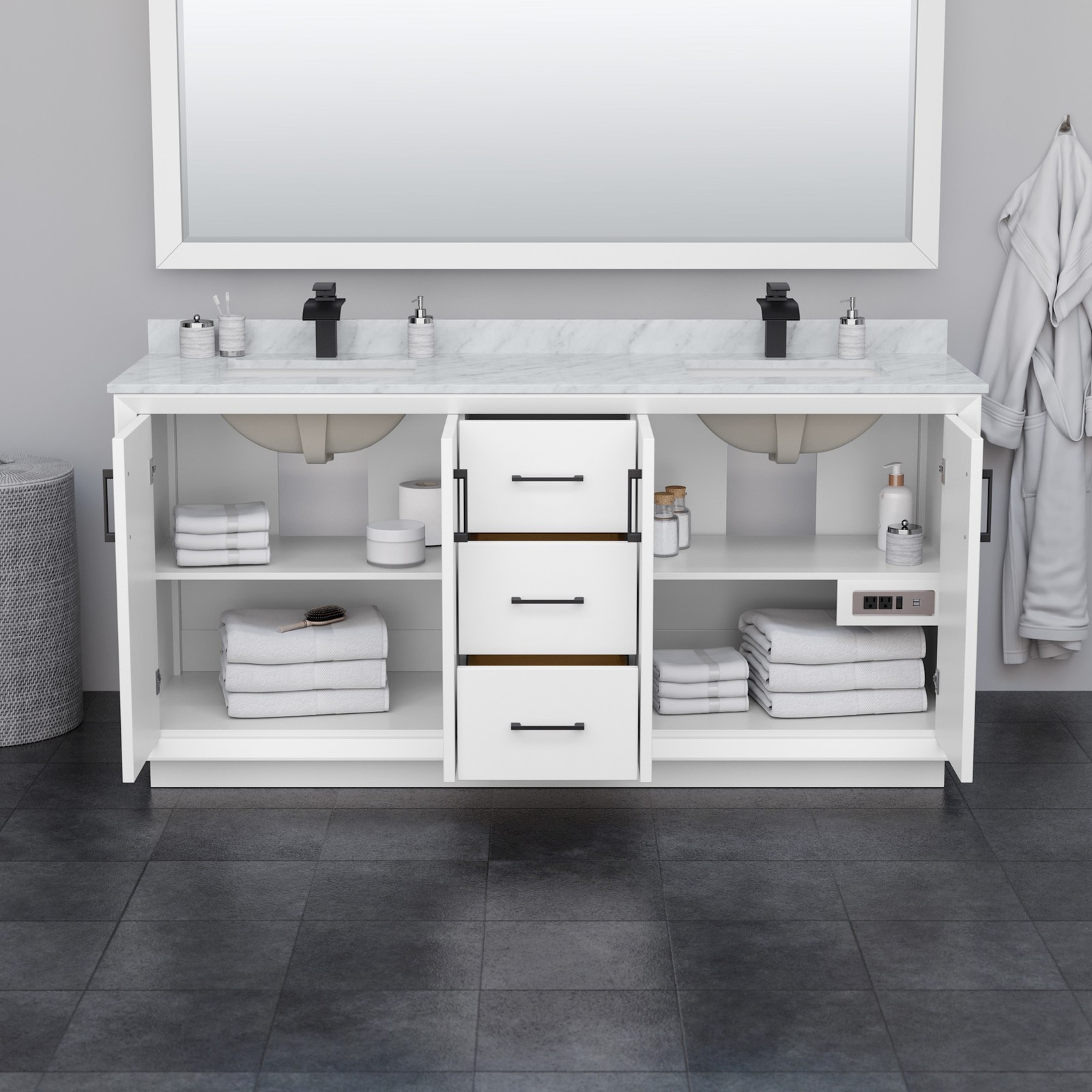 Wyndham Collection WCF414172D-CXSXX-MXX Strada 71″ Double – Dark Gray / Matte