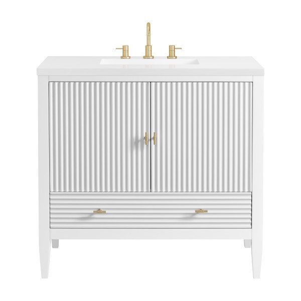 36″ James Martin Myrrin 485-V36-BW-3WZ Vanity Cabinet White Zeus Silestone Top