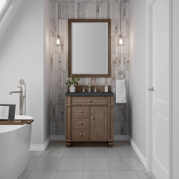 30″ James Martin Bristol 157-V30-WW-3CSP Vanity Cabinet Charcoal Soapstone Top