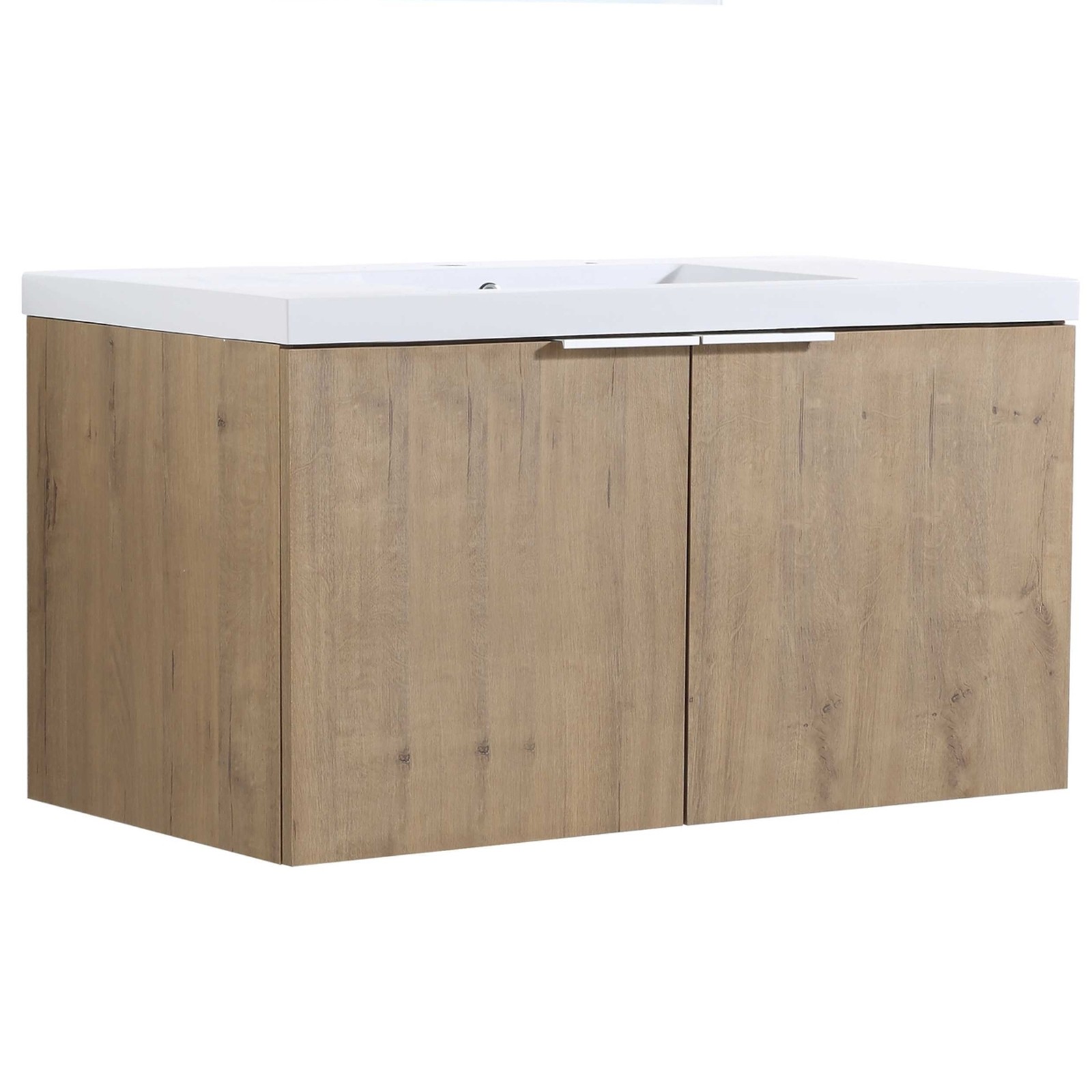 35” Modern Wall Mounted Bathroom Vanity w/ Sink 2 Soft Close Door Imitative Oak