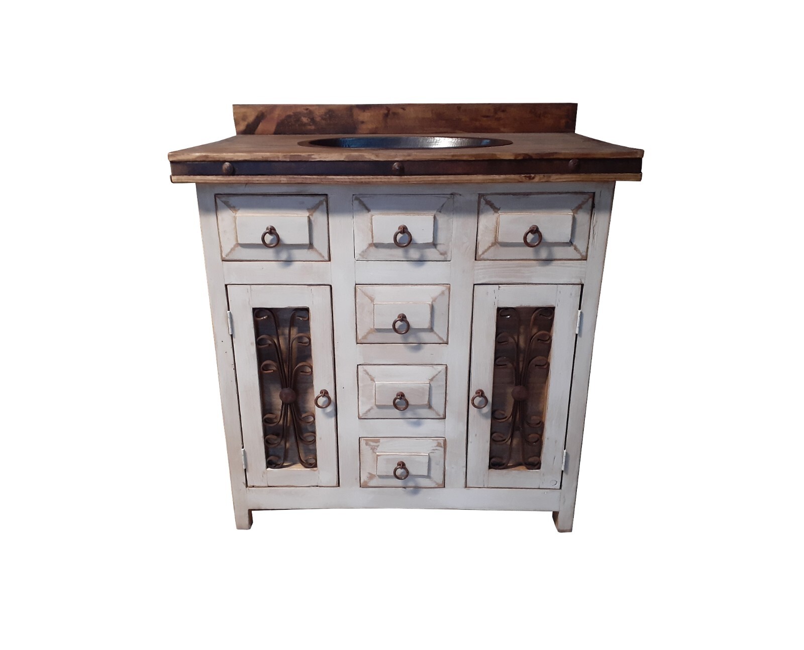 Saint Andrew Rustic Bathroom Vanity Furniture With Copper sink