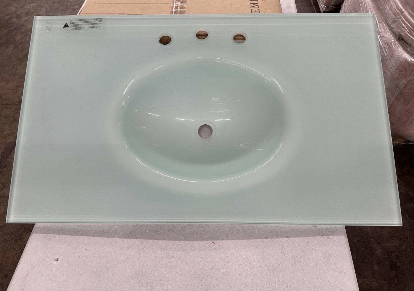Hembry Creek White Lacquered Glass Vanity Top – 25” Brand New in Original Box