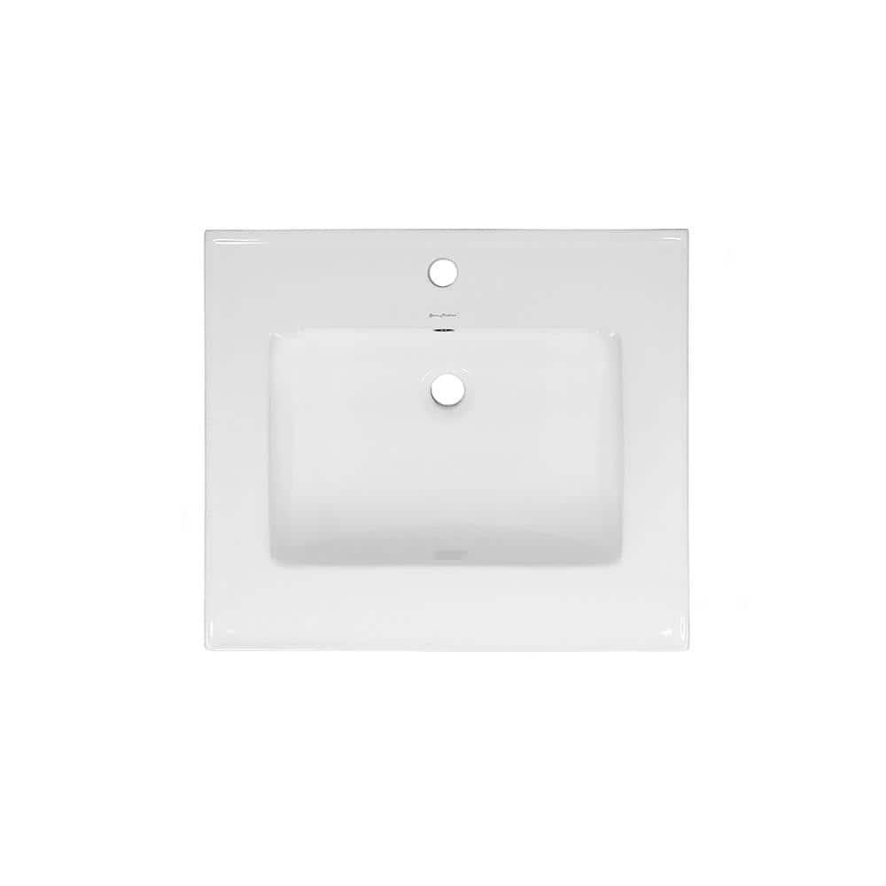 Swiss Madison Bathroom Vanity Top 24″ Pre-drilled Single Hole Ceramic White