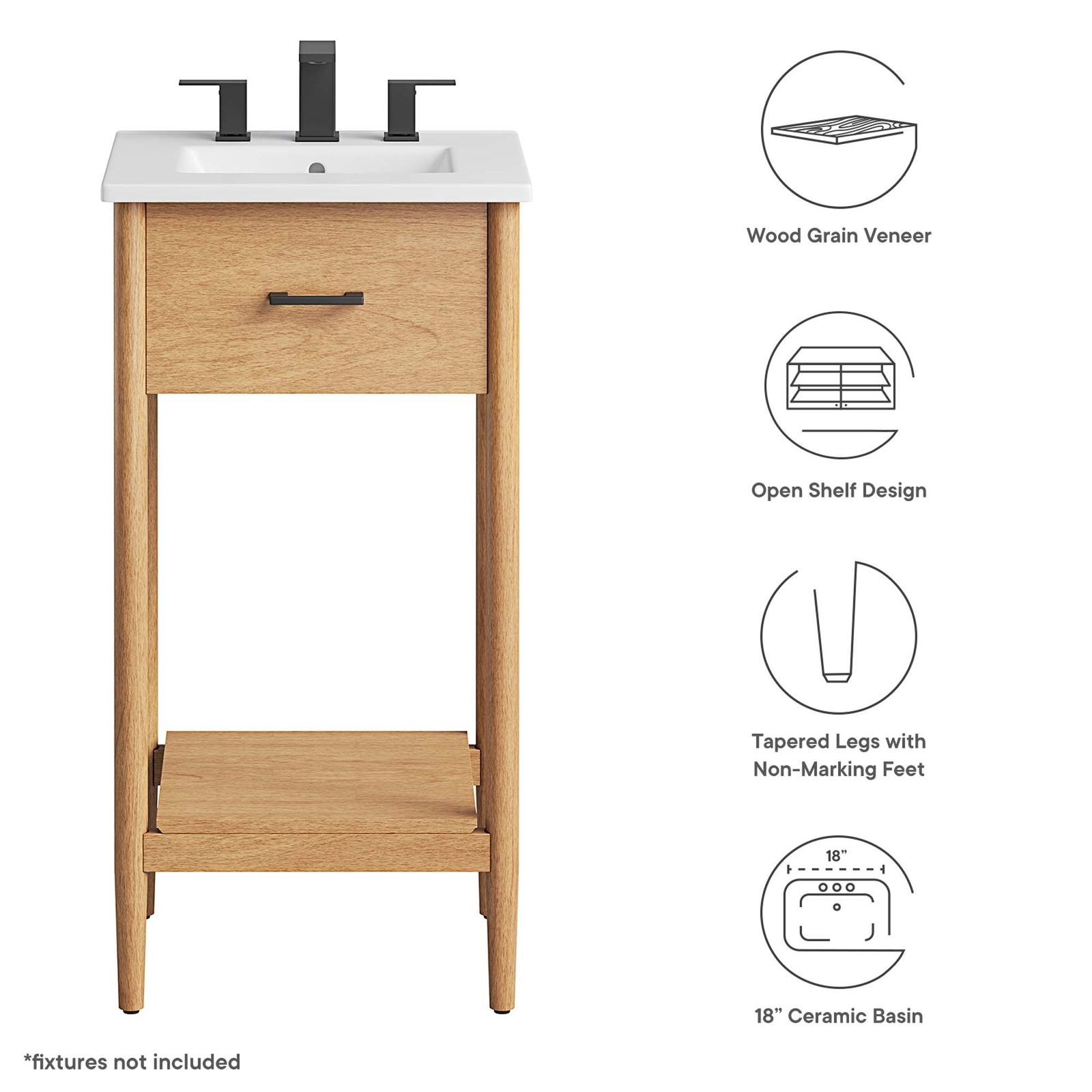 Zaire 18″ Bathroom Vanity in Natural White