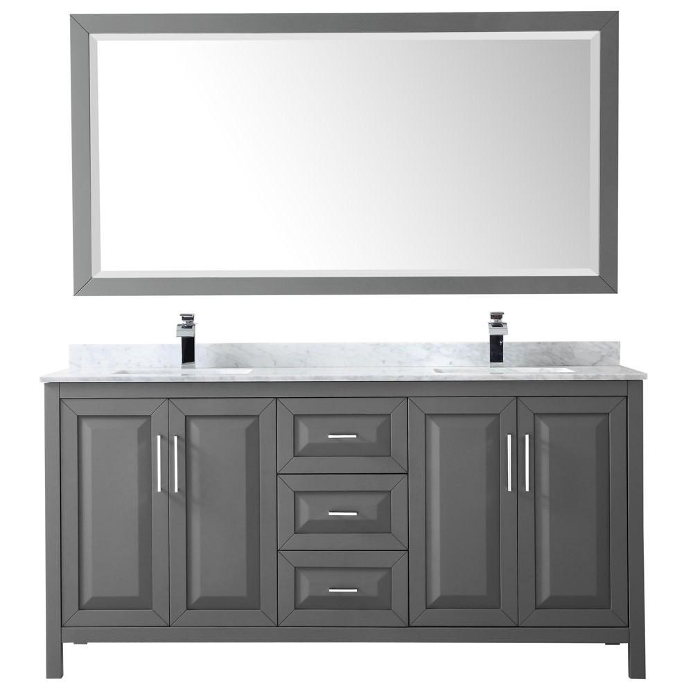 Wyndham Collection WCV252572DUNSM70 Daria 72″ – Dark Gray / White Carrara Marble